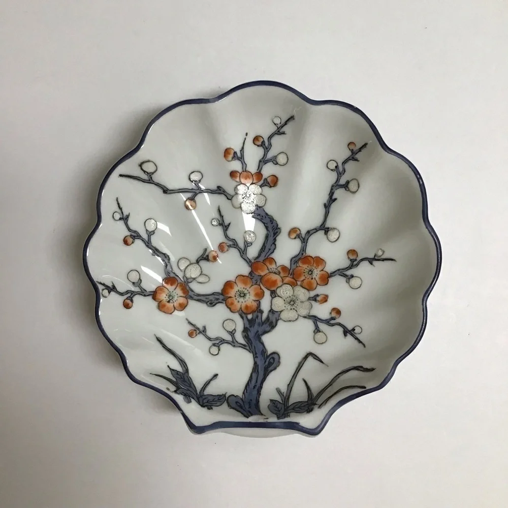 Nora Fenton Cherry Blossoms Shell Dish Hand Decorated Hong Kong Japan Trinket - Picture 9 of 11